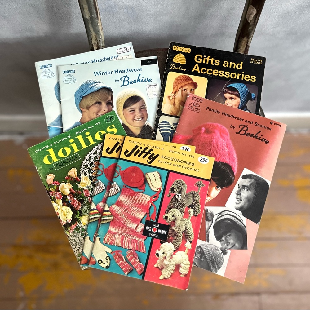 Collection of 1960s Craft Booklets Vintage Fashion Knitting & Crochet
